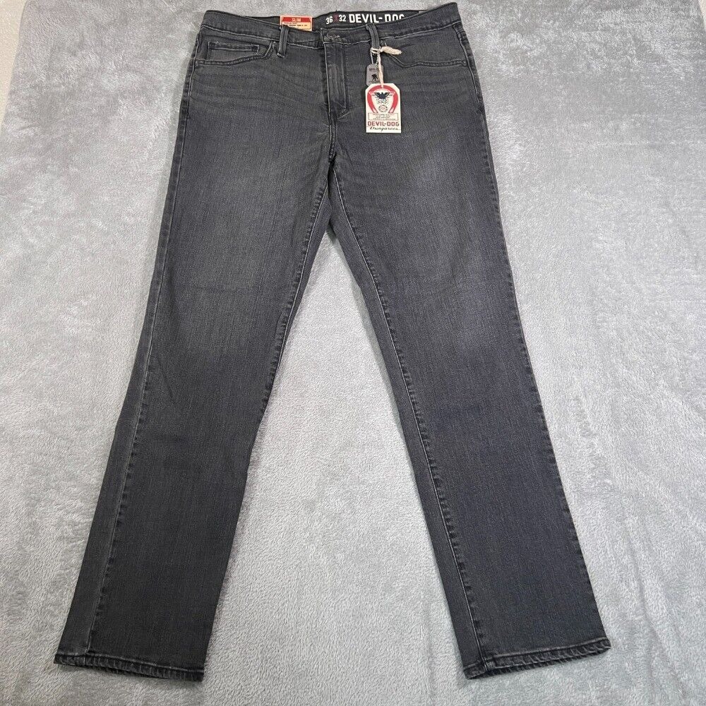 Devil-Dog Dungarees Jeans Gaston Mens‎ Slim Fit Gray 36x32 NEW